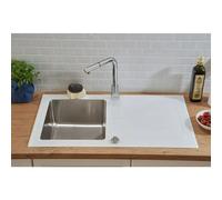 Fregadero encastrable New York (86 x 50 cm, Acero inoxidable, Blanco)