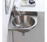 Fregadero esquinero de acero inoxidable, lavabo independiente con escurridor y grifo, ideal para cocina, baño, lavandería, agua caliente y fría