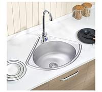 Fregadero esquinero de acero inoxidable - Mini lavabo compacto de montaje en pared para cocina, RV y laboratorios - Fregadero pequeño de montaje superior (tamaño plateado: Kit #A)