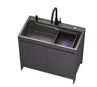 Fregadero Exterior Independiente, Lavabo de Acero Inox y Armario de Aluminio, Monomando + Dispensador de Jabón, Perfecto para Tareas de Limpieza en Jardín, Garaje, Lavadero