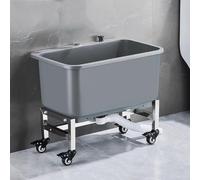 Fregadero Exterior Polipropileno Rectangular 60x40x50,5 cm, Gris, 60cm | Base independiente, desagüe giratorio, cubeta rectangular de servicio