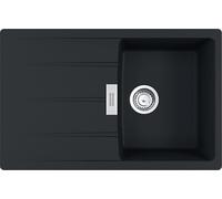 Fregadero FRANKE CENTRO CNG 611-78, color mate, con sistema de control excéntrico, mando giratorio de acero inoxidable. Medidas de corte: 760 x 480 mm, radio R15. Fregadero de granito