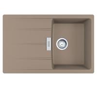 Fregadero FRANKE CENTRO CNG 611-78 en color CASHMERE, con sistema de control excéntrico, grifo de acero inoxidable / Medidas de corte: 760 x 480 mm, radio R15 / Fregadero de granito