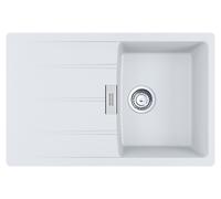 Fregadero FRANKE CENTRO CNG 611-78 en color GLACIER, con sistema de control excéntrico, grifo de acero inoxidable / Medidas de corte: 760 x 480 mm, radio R15 / Fregadero de granito