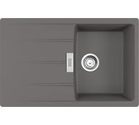 Fregadero FRANKE CENTRO CNG 611-78 en color gris piedra, con sistema de control excéntrico, mando giratorio de acero inoxidable, y dimensiones de corte de 760 x 480 mm (R15). Fregadero de granito