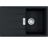Fregadero FRANKE CENTRO CNG 611-78 en color ONYX, con sistema de control excéntrico, mando giratorio de acero inoxidable / Medidas de corte: 760 x 480 mm, radio R15 / Fregadero de granito