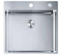 Fregadero FRANKE modelo BOX BXX 210-50 A con válvula de desagüe giratoria y apariencia de acero inoxidable