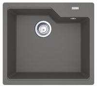 Fregadero FRANKE modelo URBAN UBG 610-56 en color gris piedra, con sistema de control excéntrico, grifo de acero inoxidable y dimensiones de corte de 540 x 480 mm (radio R15). Fregadero de granito