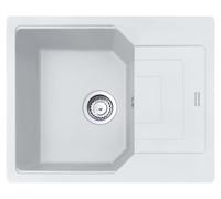 Fregadero FRANKE modelo URBAN UBG 611-62 en color GLACIER, con sistema de control giratorio, fabricado en acero inoxidable / Medidas de corte: 600 x 480 mm, radio R15 / Fregadero de granito