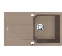 Fregadero FRANKE modelo URBAN UBG 611-86 en color CASHMERE, con sistema de control excéntrico, grifo de acero inoxidable / Medidas de corte: 840 x 480 mm, radio R15 / Fregadero de granito