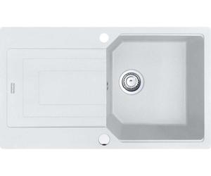 Fregadero FRANKE modelo URBAN UBG 611-86 en color GLACIER, con sistema de control excéntrico, grifo de acero inoxidable / Medidas de corte: 840 x 480 mm, radio R15 / Fregadero de granito