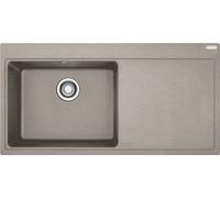 Fregadero FRANKE MYTHOS MTG 611 en color CASHMERE, con un lavabo a la izquierda y válvula de descarga con pulsador. Medidas de encastre: 980 x 495 mm. Fregadero encimera. Fregadero de granito