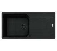 Fregadero Franke URBAN UBG 611-100 en mate, de la colección BLACK, con sistema de control excéntrico, grifo de acero inoxidable / Medidas de corte: 980 x 480 mm / Fregadero de granito