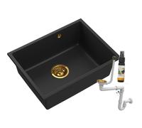 Fregadero Granítico Granitan Manado60 con Sifón Dorado Set Completo 60 cm Black