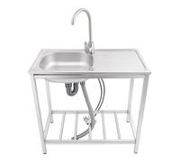 Fregadero independiente con 1 lavabo, 75 x 40 x 75 cm, acero inoxidable | Fregadero con grifo de 360°, capacidad de carga de 40 kg, para cocina, restaurante, garaje, jardín, lavandería