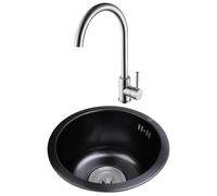 Fregadero Individual Redondo de Acero Inoxidable, Fregadero de Cocina de 42cm de Diámetro Exterior, Fregadero Redondo, Fregadero de Cocina bajo Encimera (Nanonegro)
