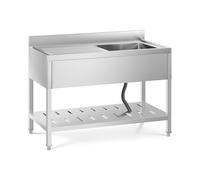 Royal Catering Fregadero Industrial de Cocina con Gran Capacidad RCSSS-120X60-S (Acero inoxidable, Dimensiones del mueble: 120 x 60 cm, 1 cubeta de 49 x 42 x 24,5 cm)