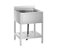 Royal Catering Fregadero Industrial de Cocina con Gran Capacidad RCSSS-60X60-S (Acero inoxidable, Dimensiones del mueble: 60 x 60 cm, 1 cubeta de 45 x 40 x 25,5 cm)