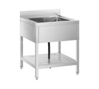 Royal Catering Fregadero Industrial de Cocina con Gran Capacidad RCSSS-70X70-S (Acero inoxidable, Dimensiones del mueble: 70 x 70 cm, 1 cubeta de 50 x 50 x 25,5 cm)