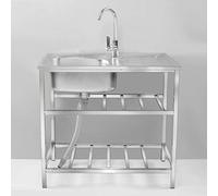 Fregadero Industrial Acero Inoxidable Comercial De Un Solo Tazón Fregadero De Cocina Independiente Lavabo De Mano，para Cocina, Restaurante, Bar, Jardín (Color : Single cold, Size : 2-tier 75 * 40cm)