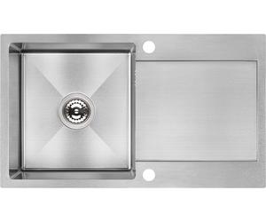 Fregadero Marmara de acero inoxidable, de una sola cuba con escurridor, rectangular, resistente a los arañazos, 760x440 mm, incluye desagüe, garantía de 15 años
