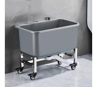 Fregadero moderno de polipropileno gris - 60 x 40 x 50,5 cm, fregadero utilitario duradero con drenaje de elevación y giro, perfecto para uso doméstico y comercial, diseño fácil de limpiar