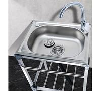 Fregadero multifuncional de acero inoxidable con grifo, lavabo de cocina portátil para uso en interiores y exteriores, perfecto para parrillas de gas, jardines y más (53 x 38 x 83 cm)