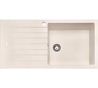 Fregadero NABER ANGOLA de 100 litros en color magnolia, con grifo giratorio cromado / fregadero con superficie de apoyo / un solo lavabo / ancho de mueble de 60 cm