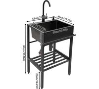 Fregadero para hostelería – Fregadero industrial independiente – Acero inoxidable – 55 x 45 x 86 cm – Un seno – Con grifo – Dos orificios – Requiere montaje –