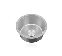 Fregadero pequeño de cocina de 38 cm, de acero redondo, color gris, de un solo cuenco, empotrado, ideal para pequeños y diseños.