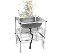 Fregadero Portátil, Fregadero de Acero Inoxidable Independiente, Fregadero de Cocina Comercial, Fregadero Exterior Jardin, con Unidad de Drenaje (Size : 60x45cm/23.6x17.7in)
