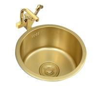 Fregadero redondo de cocina empotrado, un solo cuenco, residuos y desbordamiento incluidos, acero inoxidable duradero, fácil instalación, diseño elegante para cocinas modernas