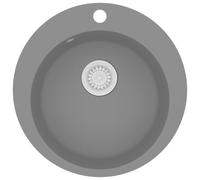 Fregadero redondo de granito gris, de material compuesto de cuarzo, extraprofundo, incluye cesta para armario bajo de 450 mm
