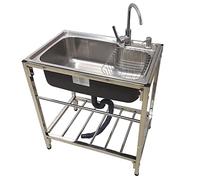 Fregadero Utili de acero para exteriores, kit de fregadero portátil multifuncional para cocina, lavandería, bar, restaurante, lavabo de mano de un solo tazón (60 x 45 x 75 cm)