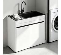 Fregadero utilitario de acero inoxidable con armario de aluminio, 65/80 cm