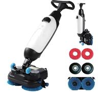 Fregadora Sin Cable, Lavadora De Pisos Comercial, Cepillo Rotativo 360°, Limpieza Húmeda Y Seca, Depósitos De 4,5 Litros Y 7,5 Litros, Ancho 43 Cm, Para Suelos De Todo Tipo(White)