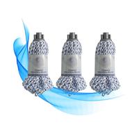 Fregona Microfibra 100% Trenzas Bicolor|Pack 3 Unidades|Super Absorbente|Gran Poder de Secado| Resistente y Duradera|Rosca Universal|
