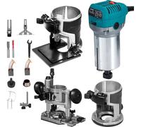 Fresa de madera, fresadora de sobremesa, fresa, fresadora de sobremesa. Fresadora de madera compacta con 3 bases. 10000 - 30000 RPM. Fresadora de bordes. Fresadora multifunción con base inclinable