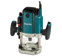 Fresa de sobremesa eléctrica, Makita RP1803FX01, ideal para trabajos de carpintería profesional, con motor de 1650W, ajuste de profundidad preciso, función de arranque suave y diseño ergonómico.