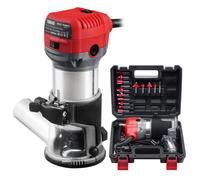 Fresa de sobremesa TEENO de 800W, con velocidad de 13000–33000 RPM, con caja de plástico, herramienta eléctrica para madera, fresadora de bordes. Incluye 15 fresas de 1/4". 6 niveles de velocidad