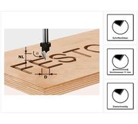 Fresa para letras Festool HW S8 D11/60°, 11 mm de diámetro, vástago de 8 mm (491003)
