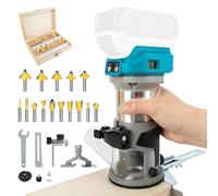 Fresadora compacta con batería para Makita 18 V, 800 W, sin escobillas, con 6 velocidades, 30.000 rpm, con 15 fresas de 1/4 pulgadas (sin batería)