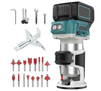 Fresadora con batería compatible con batería Makita de 18 V, batería de 800 W, fresadora de cantos con 16 piezas de 1/4 pulgadas, fresa de cantos sin escobillas, fresadora manual portátil para