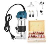 Fresadora de bordes de madera, fresadora multifunción de 800 W + 15 piezas de carburo de 6,35 mm, juego de 40000 rpm para trabajos de carpintería