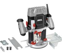 Fresadora de sobremesa SKIL de 1200 W, con una profundidad de corte de 55 mm, que incluye guías y mandíbulas de sujeción. Modelo: 1841 AA