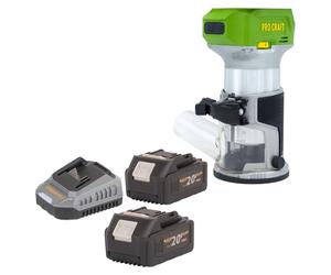 Fresadora multifunción a batería Procraft POB24bb 20 V 6 / 8 mm sin escobillas + 2 baterías de 4,0 Ah + cargador