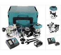 Fresadora multifunción sin escobillas Makita DRT 50 RF1J X2 18 V Li-Ion en Makpac incl. módulos de fresado + 1x batería recargable 3.0 + cargador