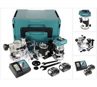 Fresadora multifunción sin escobillas Makita DRT 50 RFJ X2 18 V Li-Ion en Makpac incl. módulos de fresado + 2x batería 3.0 + cargador
