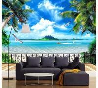 Fresco Hermoso Mar Islas Vistas Al Mar 3D Papel Pintado Lujo Casa Sala Decoración Estar Comedor Sofá Dormitorio TV Fondo de Pared-300cm×210cm