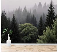 Fresco Tridimensional Verde Bosque De Pinos Niebla Papel Pintado 3D Seda Texturizada Primera Calidad Neutros Material Ideal Para SalóN Dormitorio-250cm×170cm